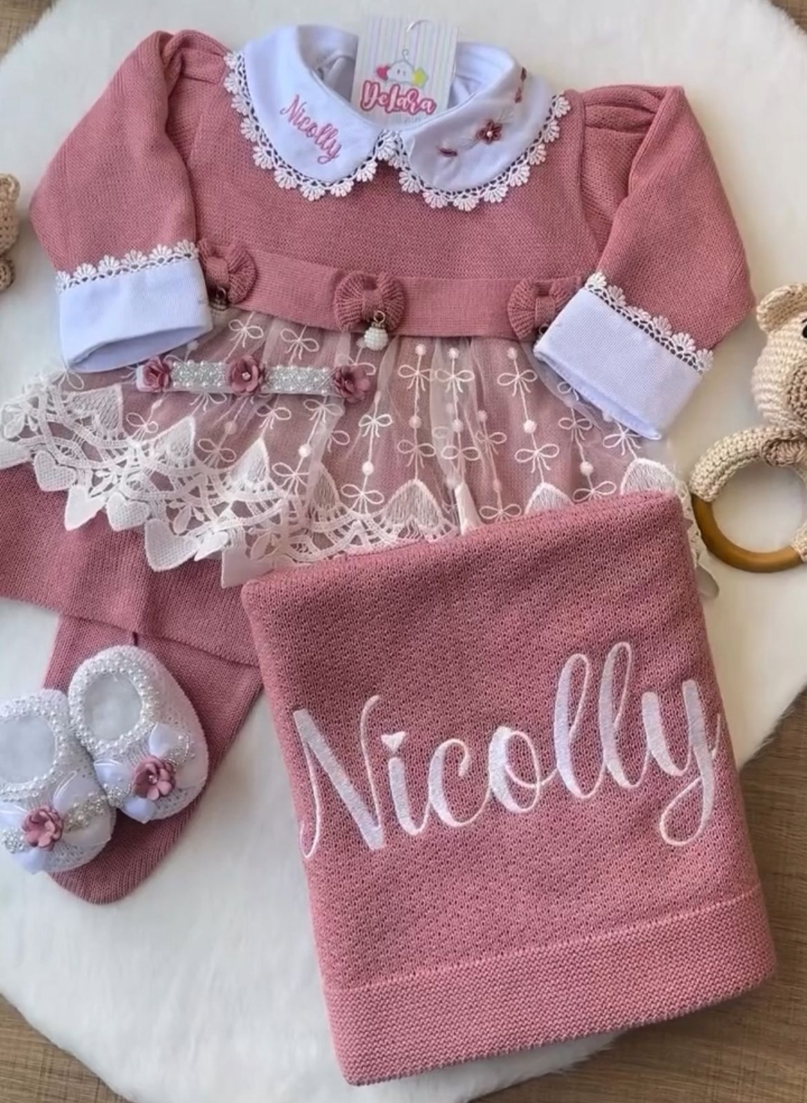 Kit Saída Maternidade Nicolly Rosé 6 Peças