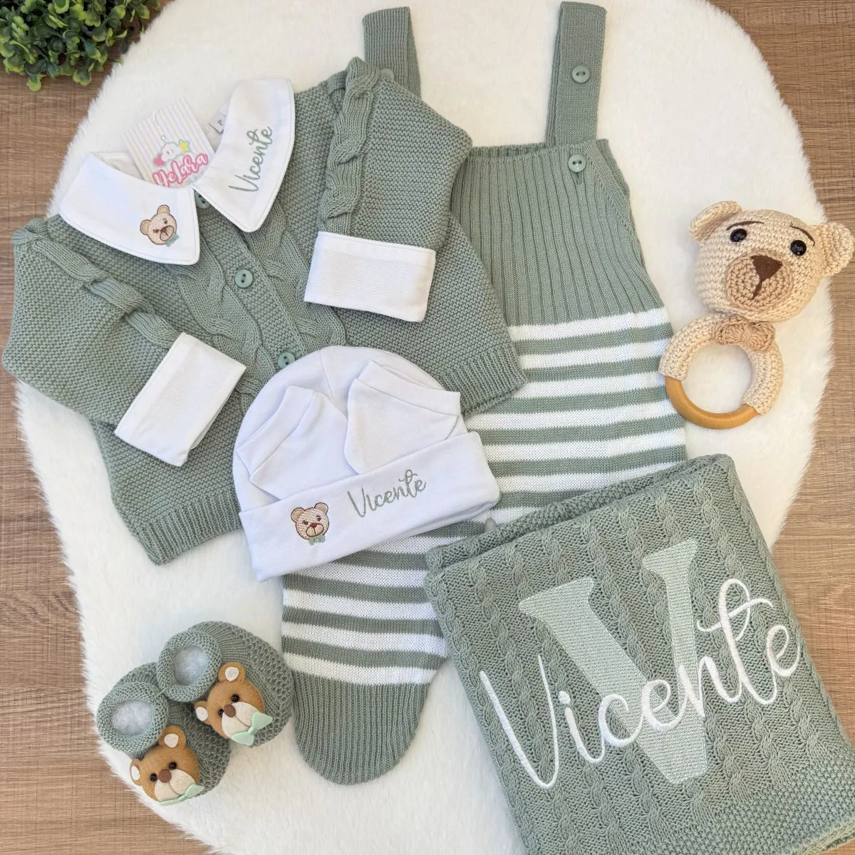Kit Saída Maternidade Vicente Verde Urso