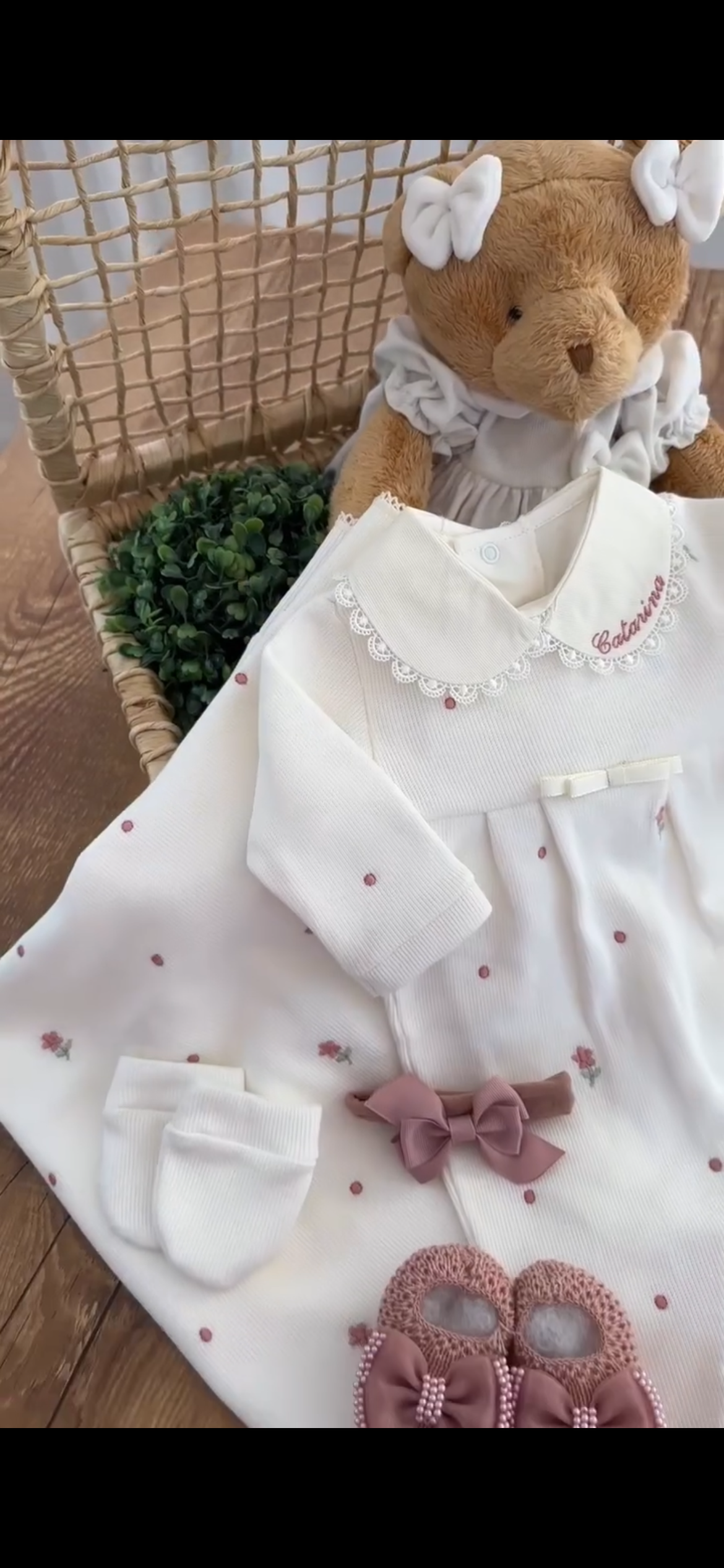 Saída De Maternidade Feminina Bebê algodão catarina- ACOMPANHA BODY