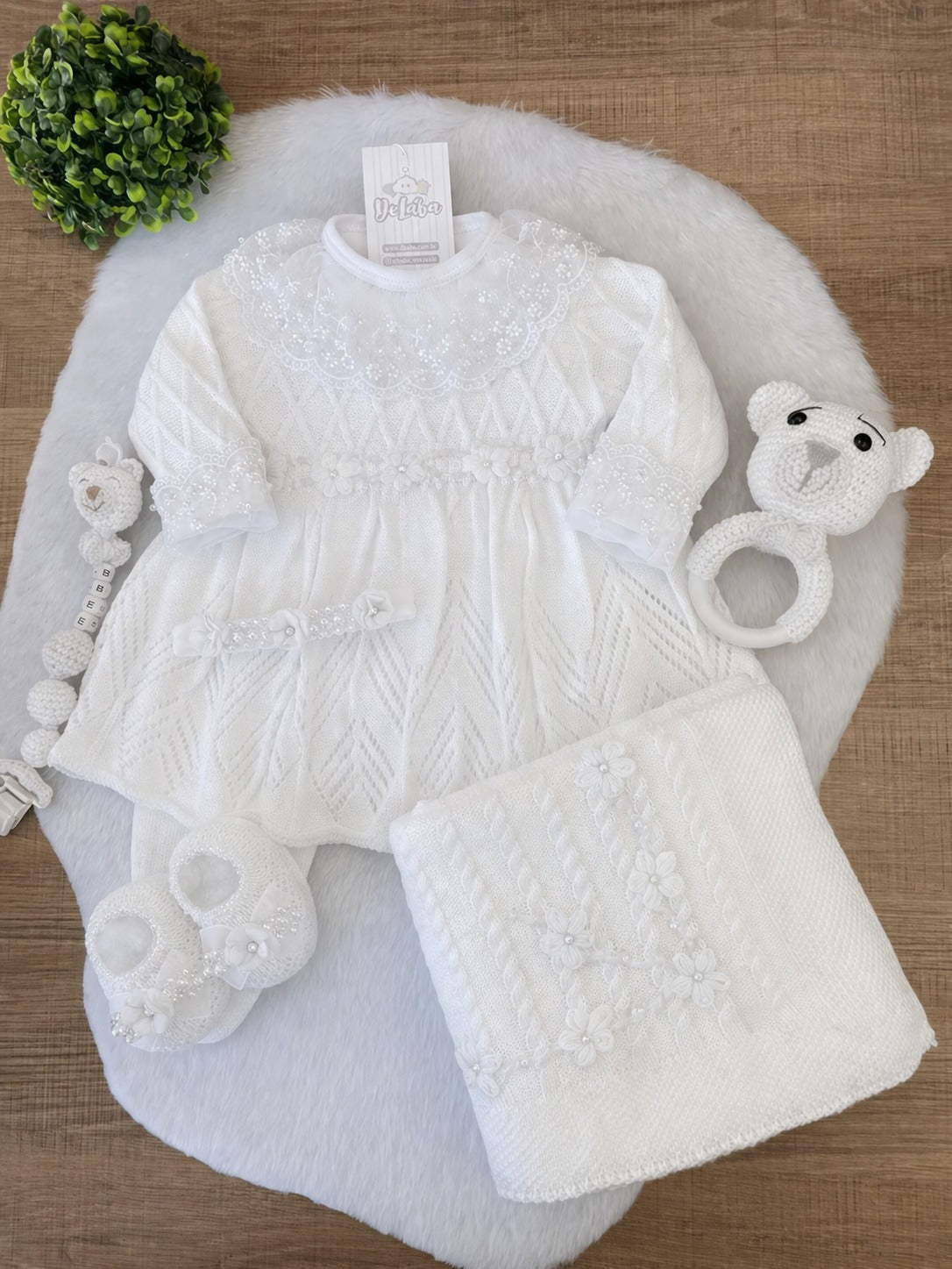 Kit Saída Maternidade Aurora Todo Branco 6 Peças