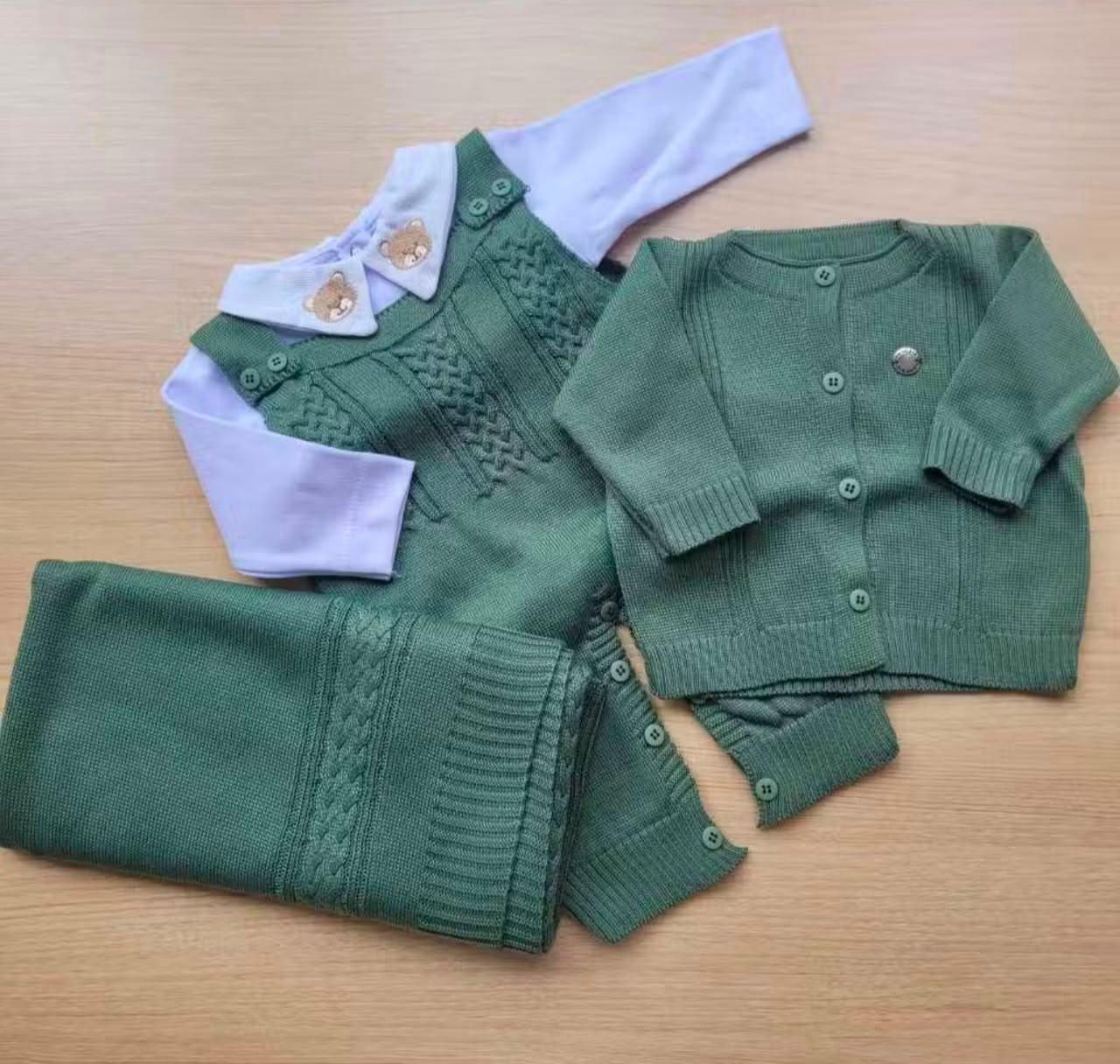 combo Kit Saída Maternidade Personalizável Completa verde urso 2 kits| Personalize Com o Nome do Seu Príncipe