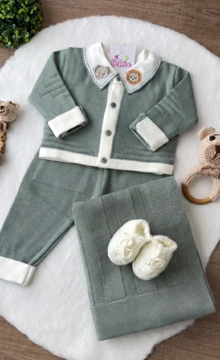 Kit Saída Maternidade Safari Verde Sage 6 Peças