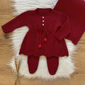 Saída Maternidade Lacinho Pompom 3 Peças Vermelho